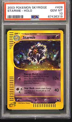 2003 Pokemon Skyridge H28 Starmie Holo Rare Pokemon TCG Card PSA 10 Gem Mint • $660.25