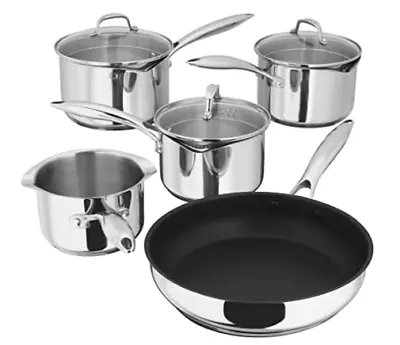£159.95 • Buy Stellar 7000 5-Piece Set Of Stainless Steel Pans Teflon Non Stick With Lids 