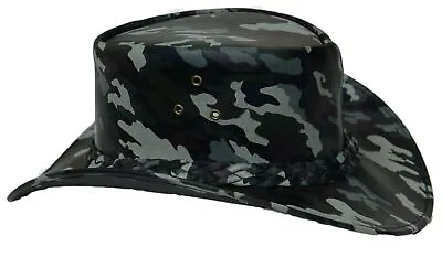 £27.95 • Buy New Real Leather Camouflage Print Bush Hat Australian Style Cowboy Chin Strap
