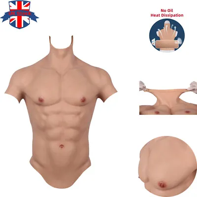 Oil Free Silicone Male Fake Chest Muscle Body Suit Cosplay Crossdresser S/L Size • £126