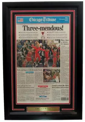 1993 Chicago Tribune Newspaper Michael Jordan Bulls NBA Champs Framed 166178 • $144