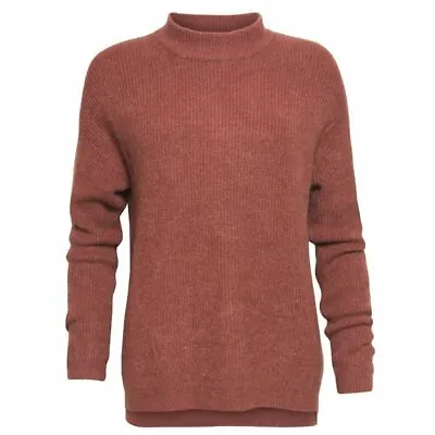 SPARKZ Wool Alpaca Blend Mock Neck Pullover Sweater Sienna Orange Brown XS M • $7.99