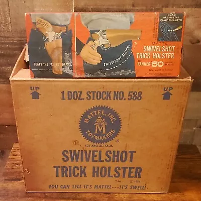 1958  MATTEL FANNER 50  Orig  SWIVELSHOT TRICK HOLSTER  BOX & Rare SHIPPING CASE • $224.99