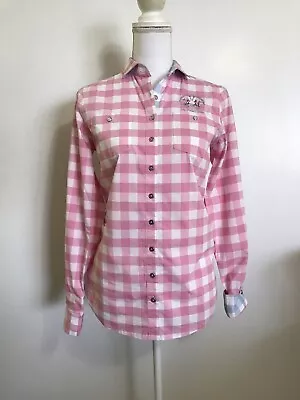 LA MARTINA Pink Check Button Front Shirt Polo Equestrian Womens 1 Small  • $74.24