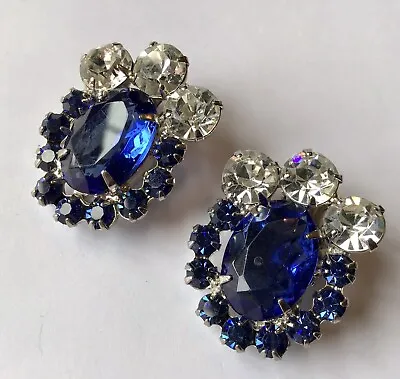 Vintage Juliana D & E Blue And Clear Rhinestone Earrings • $56