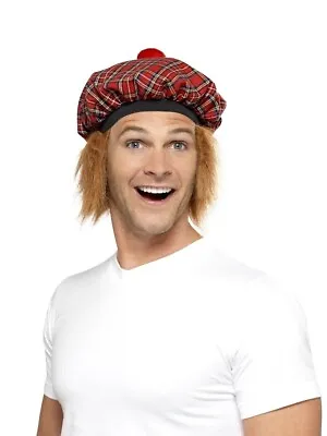 Scottish Tartan Costume Hat Fancy Dress Ginger Scots Tam'O'Shanter Red With Hair • £2.95
