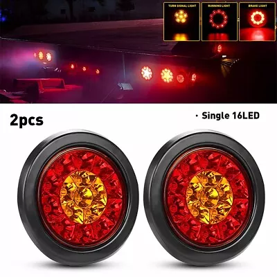 R+W 4 Inch Round 24 LED Reverse Backup Tail Lights Trailer Truck Clear Lens 12V • $16.99