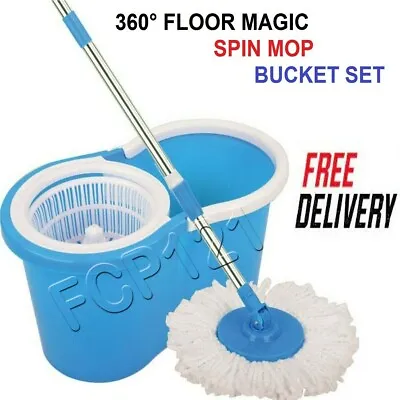 £14.95 • Buy 360° Floor Magic Spin Mop Bucket Set Microfiber Rotating Dry Heads With  1 Head