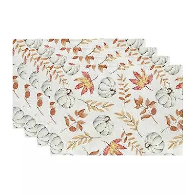 Fall Thanksgiving Placemats 12x18 Inches Set Of 4Pumpkin Maple Leaf Seasonal ... • $14.60