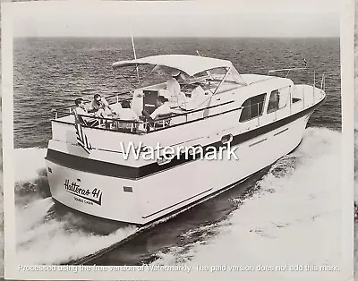 Hatteras 41 Boat Ad Promo Photo Owens Corning Fiberglass Vintage C1960s Yacht • $29.50