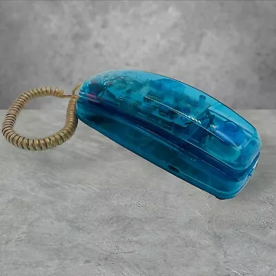 Vintage Blue Men Transparent View Push Button Telephone Phone Untested 1990s • $29.99