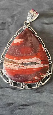 Genuine Red Jasper Polished Rock Crystal Pendant - Natural Healing Properties • £1