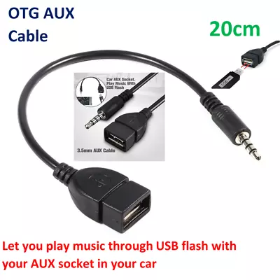 3.5mm Male AUX Audio Plug To USB 2.0 A Female Jack OTG Converter USB Adapter BLK • £2.99