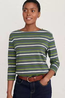 £14.98 • Buy Seasalt Women's - Grey Sailor Top (GOTS) - Regular - Tri Breton Nickel Dill