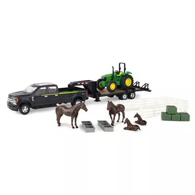 1:32 John Deere 5075E Tractor With Ford Hauler Replica Toy Set • $69.95