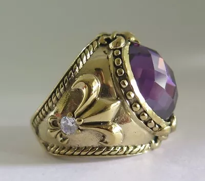 Fleur De Lis Gold Brass Bishop Men's Ring • $31.49