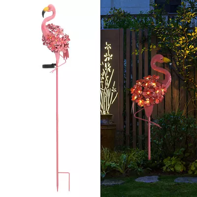 Art Solar Power Flamingo Light Garden LED Statue Ornament Waterproof Lawn Lamp • £13.95