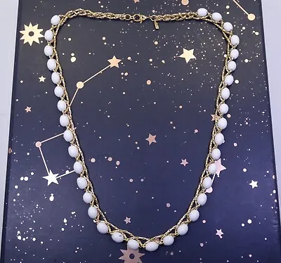 Vintage MONET White MILKART Glass Bead Choker Necklace • $34.99