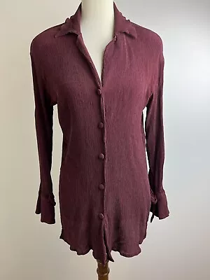 Vintage Madeleine 100% Silk Women’s Sz MED Button Front Blouse With Side Slits • $34.99