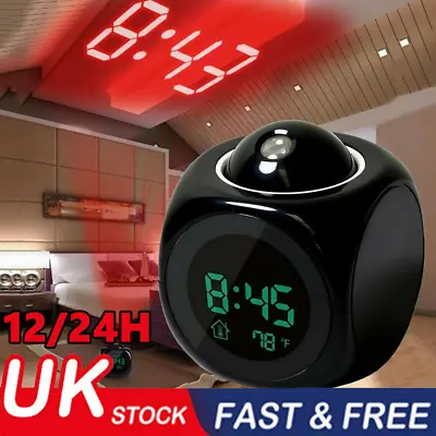 £11.99 • Buy Digital LED Projection Alarm Clock Projector LED Voice Talking Time Temperature