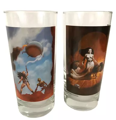 2 Comic Fantasy Artist MIKE HOFFMAN 1998 Graphic Art Glasses Glass Tumblers RARE • $24.99