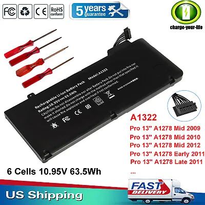 A1322 Battery For Macbook Pro 13  A1278 Mid 2009/2010/2011/2012 TOP Quality New • $9.85