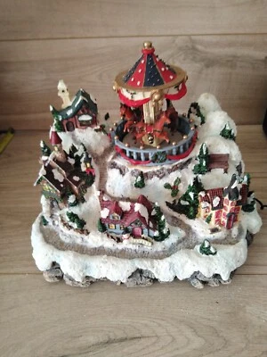 £34.99 • Buy Fibre Optic Christmas Animated Snow Scene With Revolving Carousel Boxed Musical
