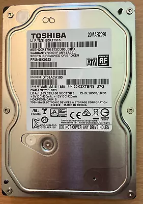 £14 • Buy Toshiba 1TB (1000GB) SATA 3.5  Desktop Hard Drive HDD 7200 RPM  (Item 00)