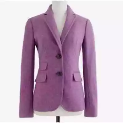 J. Crew Purple Hacking Wool Two Button Blazer Jacket Size 8 Long • $71.99