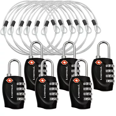 Lumintrail TSA Travel Luggage Lock 4 Dial Combination With 4 Ft Steel Cable • $39.99