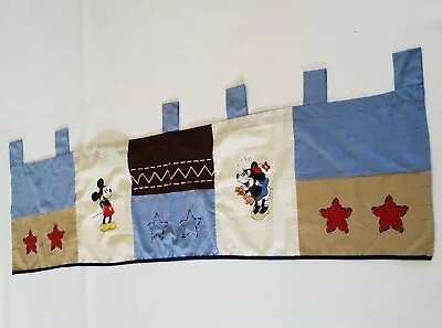 Vtg Disney Mickey & Minnie Mouse Window Curtain Valance Blue Beige Red Stars  • $27.97