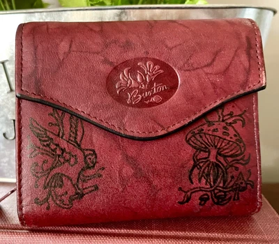 £9.89 • Buy Genuine Leather Buxton Wallet Hand Inked In Fairytale Theme(mushrooms And Owl)
