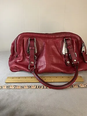 B Makowsky Satchel Handbag Red Leather Preowned SUPER ROOMY • $22.50