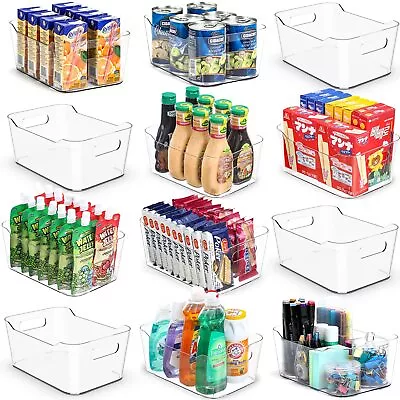 [ 12 Pack ] Multi-Use Clear Bins For Organizing - Fridge Refrigerator Organi... • $35.32