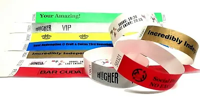 £9.90 • Buy Wristbands Custom Print Text Logos Paper Like Tyvek Personalised Event Club 1 