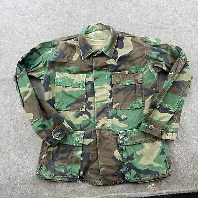 Military Jacket Mens Small Regular Camouflage Woodland Button Front Surplus • $24.95