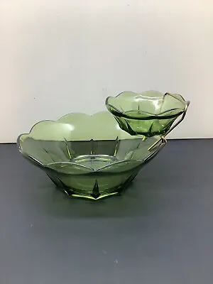 Vintage Anchor Hocking Swedish Modern Avocado Green Chip & Dip Set EUC • $19.99