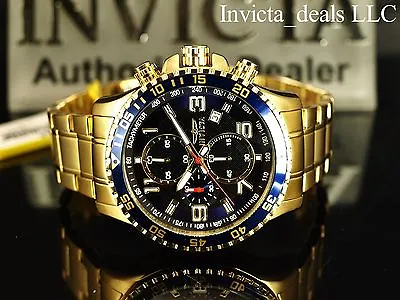 Invicta Men's 45mm Specialty Chronograph 18K Gold Plated Blue Dial SS Watch • $84.99