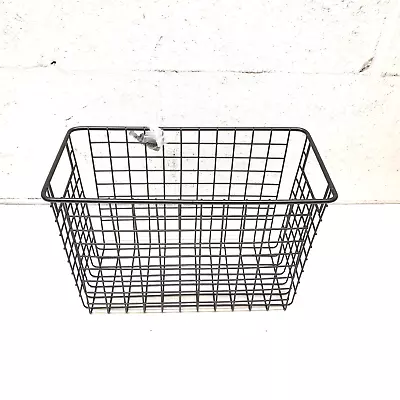 Metal Wire Storage Basket Organizer Storage Baskets Bins With Hooks Dark Grey • £13.99