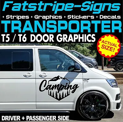 To Fit VW TRANSPORTER T5 T6 CAMPING DOOR GRAPHICS STICKERS DECALS CAMPER VAN • $31.07