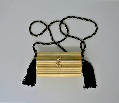 YSL Yves Saint Laurent Opium Plexiglass Tassel Minaudiere Bag Golden Vintage  • $1800