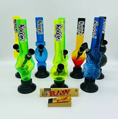 £9.99 • Buy Chongz Acrylic Waterpipe Bong 20cm Assorted & Raw Kingsize Paper + Tip