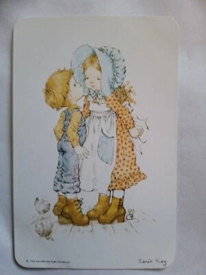 $5 • Buy Vintage Sarah Kay Blank Back Swap Card -  Affectionate Young Girl And Boy