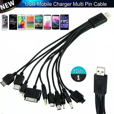 £3.39 • Buy 10 In 1 Universal Usb Cable Multi Charger Adapter  Mobile Phone Psp Ipod Ipad 10
