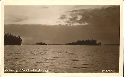 Evening ~ Muskoka Beach ~ Ontario Canada ~ RPPC Real Photo ~ O.F. Adams • $3.65