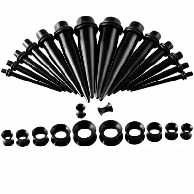 30pcs Ear Taper Plug With Silicone Tunnel Plug Gauge Acrylic Expander Stretcher • $17.30