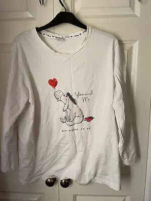 Disney @ Tesco Eyore Long Sleeve T-Shirt Top Lounge Wear Size 20/22 White • £6