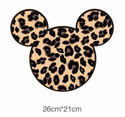 Large Mickey Mouse Cheetah Leopard Print Transfer Patch Iron On Applique DIY  • $11.99