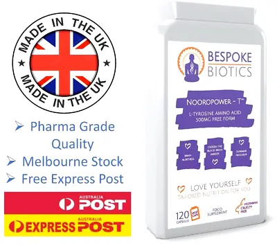 L-Tyrosine 500mg 120 Caps Focus Mood Stress PMS Thyroid L Tyrosine Vegan UK Made • $42.99