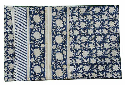 £40.34 • Buy Indian Hand Block Print Tablecloth 100%Cotton 150*220cm Blue Floral Rectangular